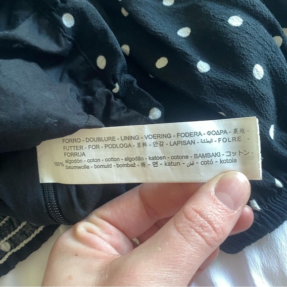 ZARA balloon sleeve black and white polka dot corset crop top size Small - Picture 5 of 14